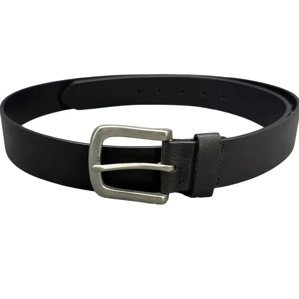 G H Bass & Company Black Genuine Leather Silver Buckle Men 46